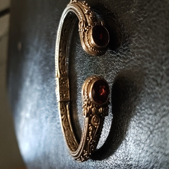 GARNET ♥️ ADJUSTABLE ♥️ semi-precious ♥️ sterling silver cuff bracelet ♥️ - Picture 3 of 3